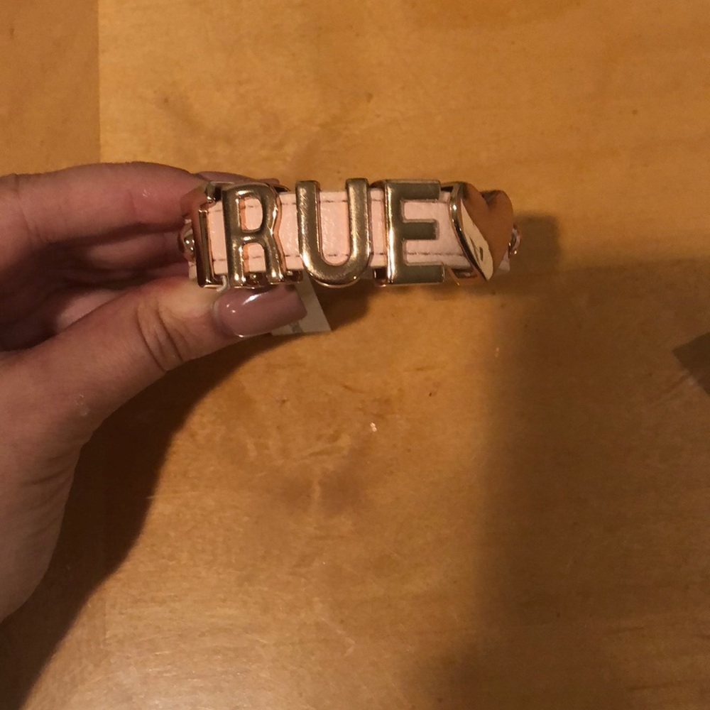 BCBGeneration Pink & Gold Leather “True” Adjustable Bracelet NWT